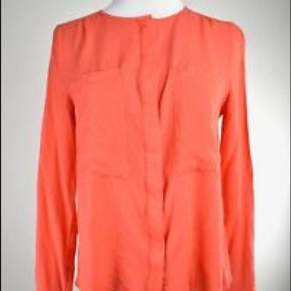 Meave for Anthropologie coral long sleeve button down blouse